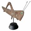 H433 Early 20th century Copper Grasshopper weathervane boasting applied legs and antennae that measure a full 6 long. Hollow body with hammered details and inset emerald green glass eyes