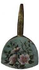 D681 19th century antique treen butter paddle with a desirable folk art hand paintedflower  measures 9 1/2" long 5 1/2" wide