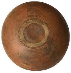 *SOLD* D530 19th century extraordinary lathe turned wooden bowl, it exhibits the BEST in form, paint and condition! from Maine the bowl with molded rim