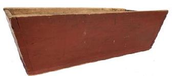 E181 Early 19th century signed dovetailed Dough Box, original dry red paint, canted sides with a pegged on bottom and stamped and signed by maker H. E. Meyers