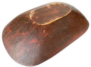 G248 Outstnding Late 18th./early 19th. century, New England. Just fabulous size and surface, I don�t know how it could get better. The trencher is a very heavy wood, I might suggest Chestnut. It is very difficult to tell because of the painted surface. This trencher has the best dry, dry red paint outside.
