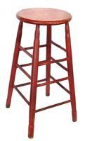**SOLD** K327 Tall 19th century round stool with the old red paint, over the original black with a thick round top resting on turned legs. Circa 1860s. Measurements: 13 ¾ diameter top x 30 tall.