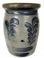 H985 Blue Pa Decorated Stoneware TABLE TOP BUTTER CHURN Circa 1860 Measurements are 9 ½ tall x 6 ½ wide