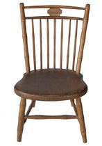 MZ6 Early 1800s bamboo turned birdcage Windsor Child's chair with shield. Great heavy thick seat. Sturdy chair all original with no replacements.