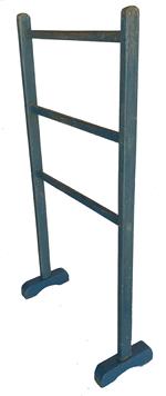E532 Late 19th century small size drying Rack with old blue paint, it is mortised and pegged Measurements are: 8" wide x 36" tall