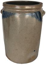E393 Baltimore, MD Stoneware Jar with ears, 19th century, a five -gallon ovoid jar with cobalt swag decoration on the front and reverse Measurement are: .16" tall x 9 1/2" diameter