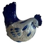 M113A Stoneware Pottery Chicken / Hen - with cobalt blue accents signed Eldreth and dated 99 on bottom. Tiny chip on crown. Approximate measurements: 5 long x ~3 ¼ wide x ~4 ¾ tall.