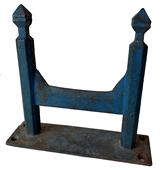 Early 19th Century Tall iron boot scraper retaining old blue paint! Would be a perfect addition for an entrance to any home. Boot scrapers, as the name suggests, were designed to scrape the mud and filth off of boots before entering a household. Measurements are:9 ¼” tall 10” wide 3” deep