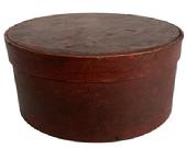 A190 New England 19th Century Pantry Box, with original dry red paint, with over lapping bentwood sides, secured with small metal tacks.