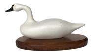 F47 Small white Swan carved by John H. Clark, Have De Grace, Maryland 12/83 F47 Small white Swan mounted on base, signed on bottom. John H. Clark, Have De Grace, Maryland 12/83 Measurements: 8" long x 4" wide x 5" tall