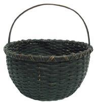 *SOLD* W102 19th original black painted Gathering Basket from West Virginia, double wrapped rim, good condition great surface 12 1/2" diameter x 12" tall