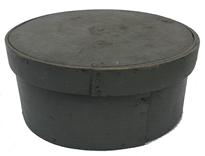 RM1028 This wonderful 19th Century New England pantry box it has thick walls with tack construction. It retains the original gray paint and stands 3 1/2” tall and is 7 3/4” across the top. Very sturdy and in excellent condition!