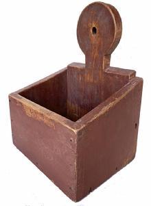 **SOLD** RM1275 Spectacular 19th Century Lollipop wall box in absolutely beautiful, original, dry red paint. Nicely tapered sides,