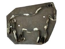 M15A 19th century oversized flat back tin cookie cutter featuring a large Horse. All solder joints are secure. Measurements: 8 ¾ wide x 8 tall x ~3/4 thick.