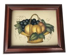 M740a Theorem painting The artwork is bright and in the classic style of a basket with fruits. It is in very nice condition. Professional framed