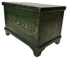 E470 Antique American Green Grain Painted Miniature Blanket Chest Original 19th century Rare green grained painted blanket chest from Lancaster County, Pennsylvania.Circa 1870