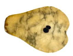 L115C Stone Fruit - Half Pear. Approximate measurements: 3 ¾ long x 2 ½ wide x 1 ¼ thick.