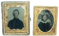 RM 76 Civil War era pair of tin types sign ed on back of case James Clark Baltimore Maryland