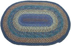 Y75 Early 20th century hand made braided Rug, wonderful colors of blue,black touch of yellow and brown great condition