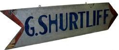 U10 Pennslyvania G. Shurtliff wooden Sign Arrow, double sided, measurements are: 48" long x 12" wide x 7/8" thick