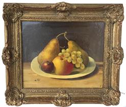 D413 Still life of Fruit Oil painting on board , very well done, sign by Artist early 20th century