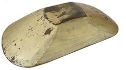 E130 Early 19th century Hand hewn original painted wooden trencher bowl from New England circa 1820s. The bowl is hand hewn from one solid piece of wood