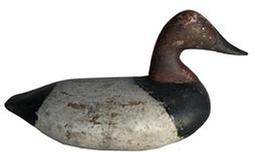 **SOLD** E475 Canvasback Drake Decoy carved by Stanley Evans of Elkton, MD (Born 1887 Died ?) Original tack eyes, with some original paint Circa late 1920s - early 1930s. A