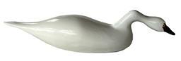 K1694 Miniature Swan decoy with stretched neck � signed and dated on bottom:  �Steven R. Lay 1999�. Original surface. Approximate measurements:  10 &frac12;� long x 2 &frac12;� wide x 2 &frac14;� tall.  