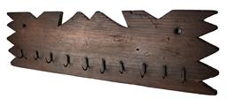 F90 18th century North Carolina Primitive Wooden Wall Game Board Hanger Rack, Hand Forged Wrought Iron Hooks A wonderful find from an colection in North Carolina This primitive 1800’s wooden wall hooks hanger was used as a place to hang the game. The woood is yellow pine, Measurements are: 29" long x 8 5/8" tall