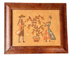 **SOLD** M70 Pennsylvania German Fraktur Watercolor signed and dated Kathy Hendrix 1987 in lower right corner. Nicely framed in a solid wood frame. Framed measurements:13 ¼ wide x ¾ thick x 10 ¾ tall.