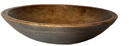 (K1333) Early 19th century Wooden turned Bowl Small size, with the original dry gray paint, and shows wonderful lathe marks, measures 12" diameter out of round, with a band around top of bowl