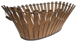MZ2 late 19th century Large likely Pleasant Hill, Kentucky Shaker Gathering Basket Circa 1867-1900 : Kentucky Shaker picket fence baskets were for toting laundry and gathering wool. This antique Shaker basket is in pristine condition with no breaks or cracks. The basket has beautiful patina and is in completely untouched original condition