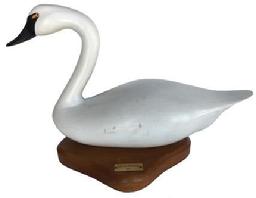 E469 Madison Mitchell 1971 White Swan mounted on wood with brass plaque