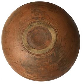 D530 19th century extraordinary lathe turned wooden bowl, it exhibits the BEST in form, paint and condition! from Maine the bowl with molded rim, no crack or breaks beautiful old patina on the inside patina.. 19 1/2" diameter x 5" tall