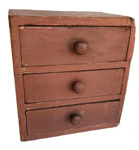 A353 Early 19th century, Pennsylvania set of three dovetailed Drawrers in a dovetailed case, old salon paiint, circ 1800 - 1820 Measurements are:13 3/4' wide X 14 1/2 tall X10 1/4" deep