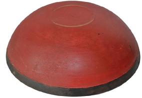 Z395 TREENWARE BOWL. 19th century American turned bowl with wonderful red and black paint in excellent condition with no cracks! The bowl is slightly out of round, which is as it should be for a piece of early 19th century woodenware. a wood of light .
