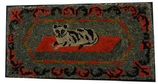 Y217 An outstanding example of American folk art, This hooked rug patterns of the later 19th century, and it was probably hooked sometime around 1890.