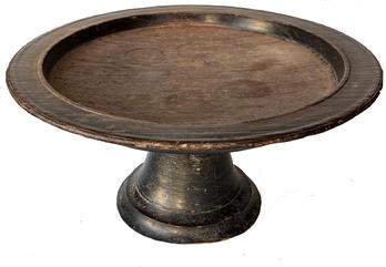 F119 18th century wooden turned compote. The original surface just wonderful Notice the shaped stem, the wood is walnut,beautifully turned. Circa 1780