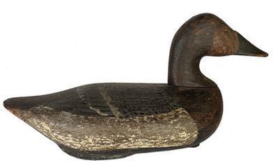 **Sold**F363 Bob McGaw canvasback Hen, branded W.L.P. second coat of working paint , with the original dog bone weight