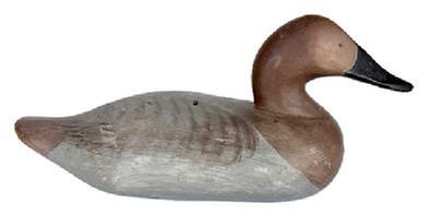 L9 Upper Bay Canvasback Hen Duck Decoy carved by Madison Mitchell of Havre de Grace, MD (1901-1993). Branded JFG on the bottom. Original painted surface.