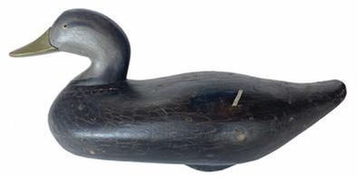 **SOLD** G363 Early Madison Mitchell Black Duck signed and dated 1954, all original paint with single nail weight.