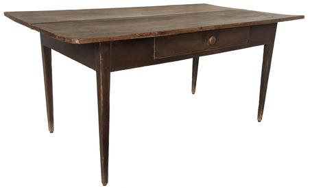 (L418) 19th century North Carolina hepplewhite table original dry red surface with a dovetailed drawer and three board top, the base of the table is mortised and pegged From Windston Salem Circa 1840 measurements are: 29 3/4" table 35 3/4 wide by 62 " long