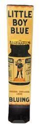 M82 Early 20th century Advertising tin wall dispenser rack for “Little Boy Blue Bluing”. This dispenser was made to hold individual glass bottles of laundry bluing, a product used to whiten and brighten clothes by canceling out yellow tones. Marked on lower right side “Made In U.S.A. Amer. Can. Co.” Circa 1910-1920s. Measurements: 4” wide x 2” deep at top x 3 ¾” deep at bottom dispenser opening x 18 ½” tall.