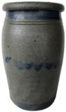 S176 Canning Jar accented with three blue accent stripes across the front. Pennsylvania 8 1/2" tall